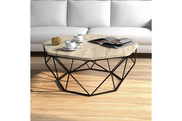 Almasi Ovalt Soffbord 90 cm i Sten med Metallunderrede - Beige - Möbler - Bord & matgrupper - Soffbord
