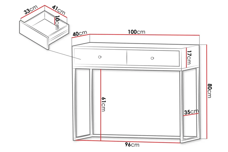 Altenau Sminkbord 100x40 cm - Vit - Möbler - Bord & matgrupper - Sminkbord & toalettbord