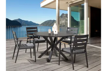Altona Runt Matbord 120 cm med Glasskiva, Sten- och Metallutseende - Svart - Möbler - Bord & matgrupper - Matbord & köksbord