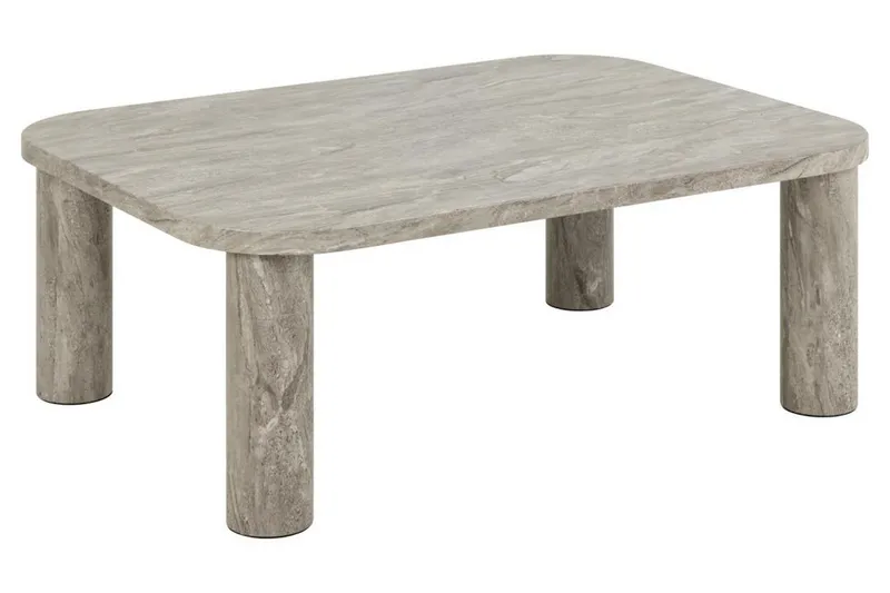 Alula Rektangulärt Soffbord 100 cm med Rundade Hörn i Marmor, Grå