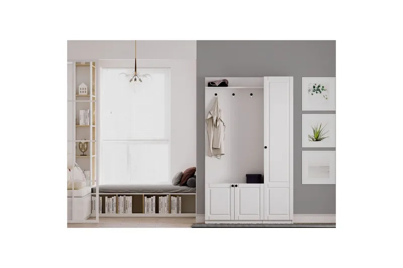 Alvric Hatthylla 120 cm - Matt Vit - Möbler - Hallmöbler - Möbelset för hall & entre
