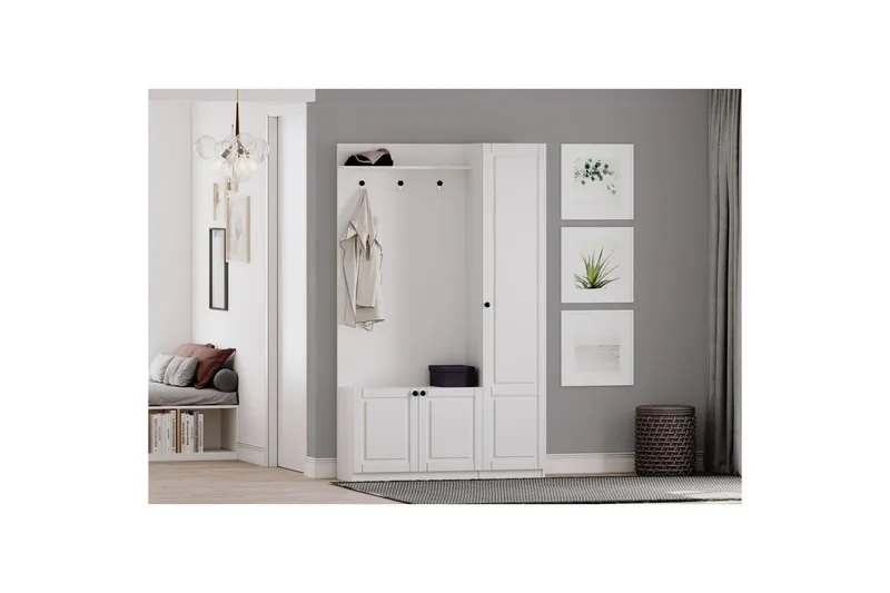 Alvric Hatthylla 120 cm - Matt Vit - Möbler - Hallmöbler - Möbelset för hall & entre