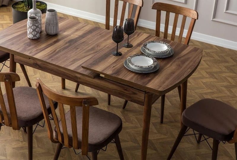 Alvryn Matgrupp Förlängningsbar 130-170 cm med 6 Stolar - Möbler - Bord & matgrupper - Matgrupper