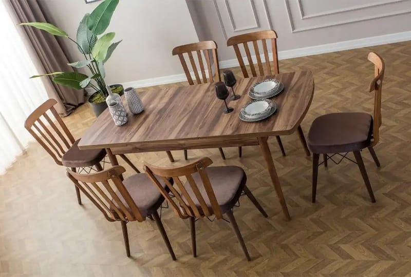 Alvryn Matgrupp Förlängningsbar 130-170 cm med 6 Stolar - Möbler - Bord & matgrupper - Matgrupper