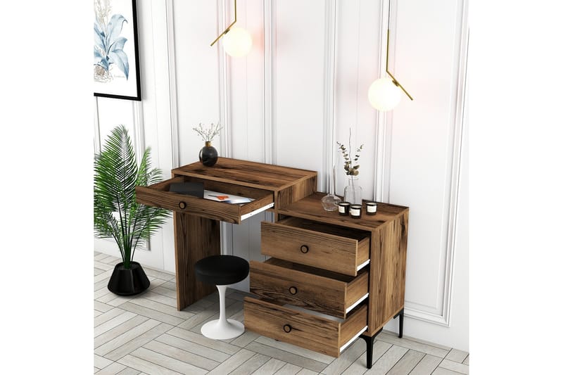 Ameias Sminkbord 124x84,7 cm Brun - Hanah Home - Möbler - Bord & matgrupper - Sminkbord & toalettbord