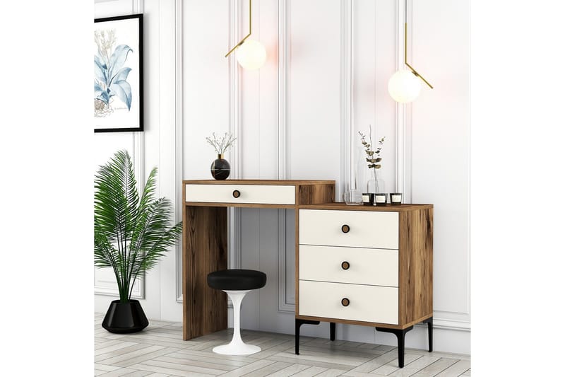 Ameias Sminkbord 124x84,7 cm Brun/Beige - Hanah Home - Möbler - Bord & matgrupper - Sminkbord & toalettbord