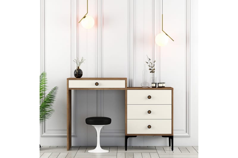 Ameias Sminkbord 124x84,7 cm Brun/Beige - Hanah Home - Möbler - Bord & matgrupper - Sminkbord & toalettbord