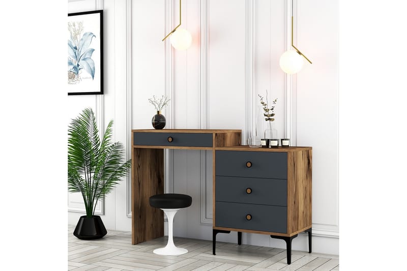 Ameias Sminkbord 124x84,7 cm Brun/Svart - Hanah Home - Möbler - Bord & matgrupper - Sminkbord & toalettbord