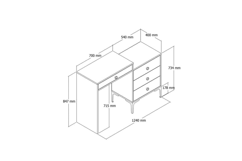 Ameias Sminkbord 124x84,7 cm Brun/Svart - Hanah Home - Sminkbord & toalettbord