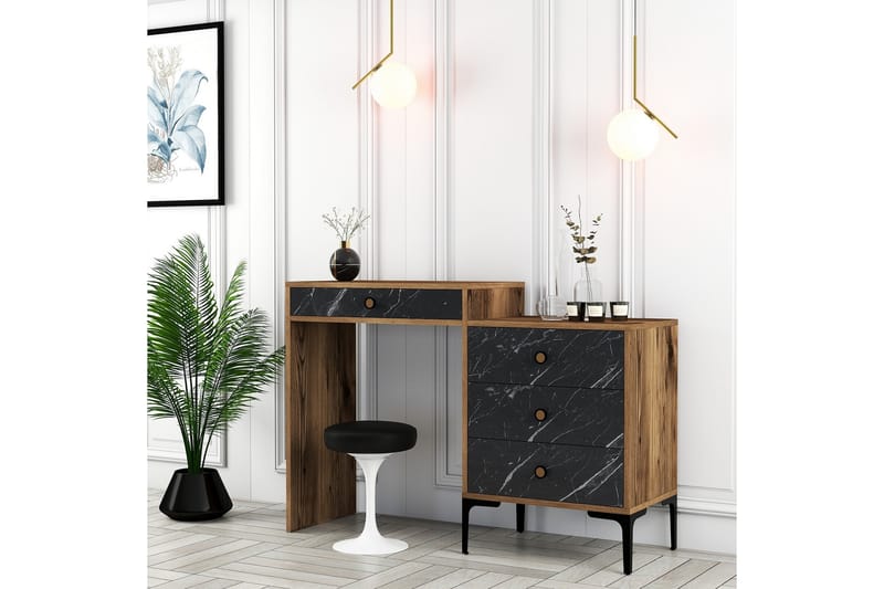 Ameias Sminkbord 124x84,7 cm Brun/Svart - Hanah Home - Möbler - Bord & matgrupper - Sminkbord & toalettbord