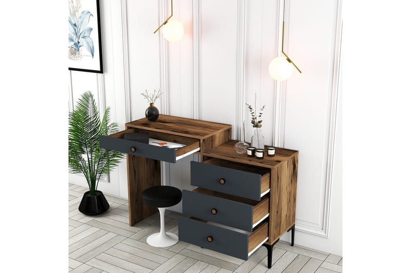 Ameias Sminkbord 124x84,7 cm Brun/Svart - Hanah Home - Möbler - Bord & matgrupper - Sminkbord & toalettbord