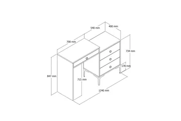 Ameias Sminkbord 124x84,7 cm Brun/Svart - Hanah Home - Möbler - Bord & matgrupper - Sminkbord & toalettbord