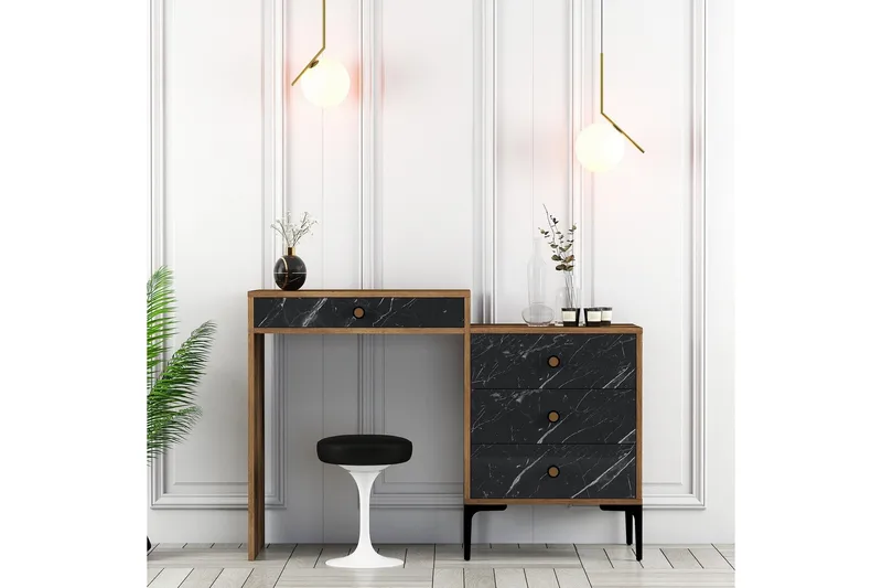 Ameias Sminkbord 124x84,7 cm Brun/Svart - Hanah Home - Möbler - Bord & matgrupper - Sminkbord & toalettbord