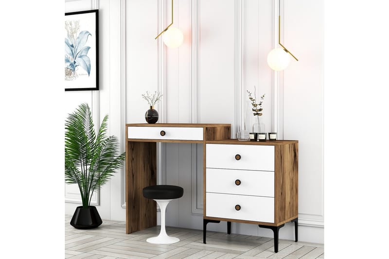 Ameias Sminkbord 124x84,7 cm Brun/Vit - Hanah Home - Möbler - Bord & matgrupper - Sminkbord & toalettbord