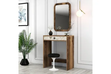 Ameias Sminkbord 70 cm - Valnöt/Vit/Marmor - Möbler - Bord & matgrupper - Sminkbord & toalettbord