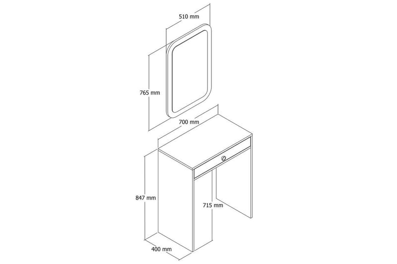 Ameias Sminkbord 70 cm - Valnöt/Vit/Marmor - Möbler - Bord & matgrupper - Sminkbord & toalettbord