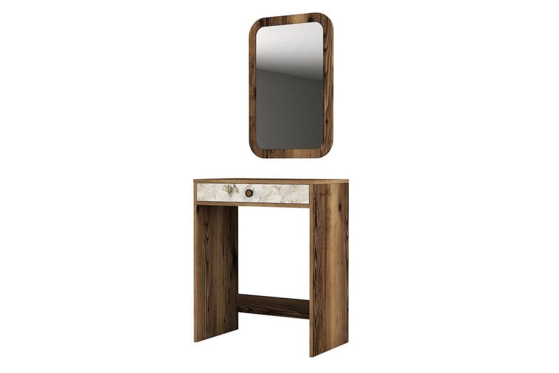 Ameias Sminkbord 70 cm, Valnöt/Vit/Marmor