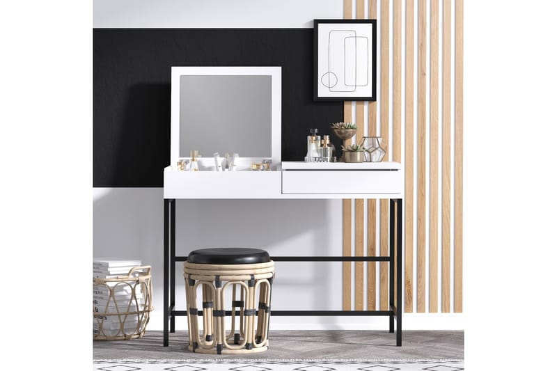 Amour Sminkbord 100x74 cm Vit/Svart - Hanah Home - Möbler - Bord & matgrupper - Sminkbord & toalettbord