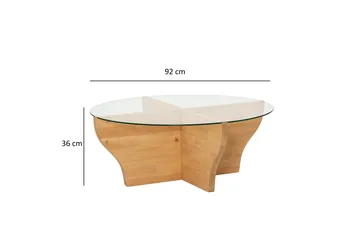 Amphora 92 cm Runt Soffbord i Glas med Träunderrede - Transparent - Möbler - Bord & matgrupper - Soffbord