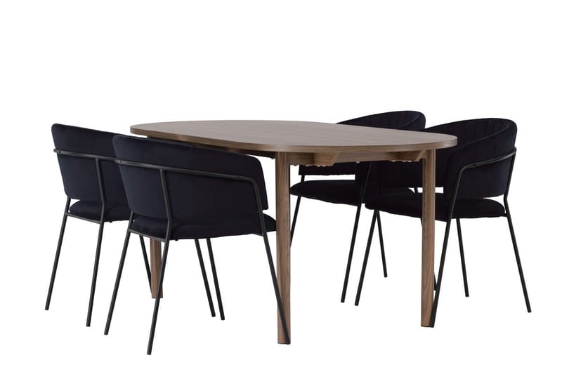 Andy Matbord 180x90 cm Brun med 4 Selma Matstol - Möbler - Bord & matgrupper - Matgrupper