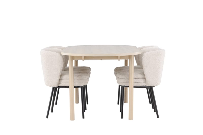 Andy Matgrupp 180 cm Oval med 4 Agnes stolar - Whitewash/Vit - Möbler - Bord & matgrupper - Matgrupper
