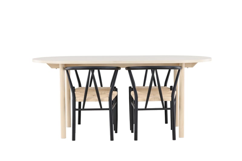 Andy Matgrupp 180 cm Oval med 4 Alfons stolar - Whitewash/Svart - Möbler - Bord & matgrupper - Matgrupper