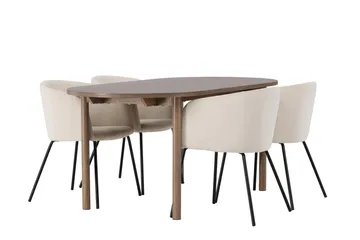 Andy Matgrupp 180 cm Oval med 4 Berit stolar - Beige - Möbler - Bord & matgrupper - Matgrupper
