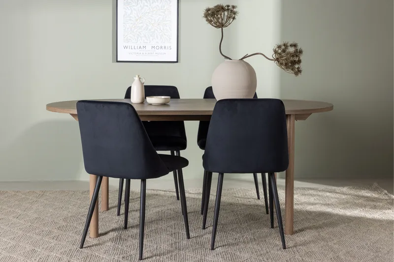 Andy Matgrupp 180 cm Oval med 4 Night stolar - Svart - Möbler - Bord & matgrupper - Matgrupper