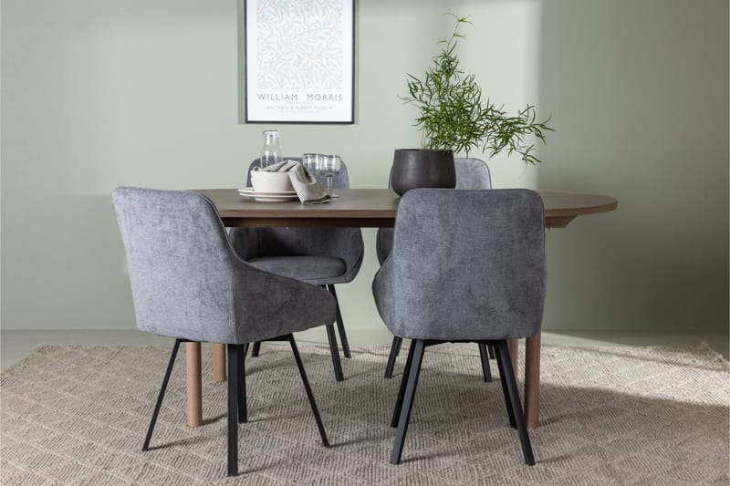 Andy Matgrupp 180 cm Oval med 4 Rosie stolar - Svart - Möbler - Bord & matgrupper - Matgrupper