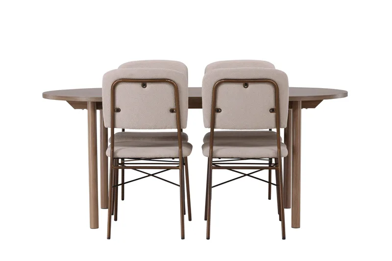 Andy Matgrupp 180 cm Oval med 4 Seda stolar - Beige - Möbler - Bord & matgrupper - Matgrupper