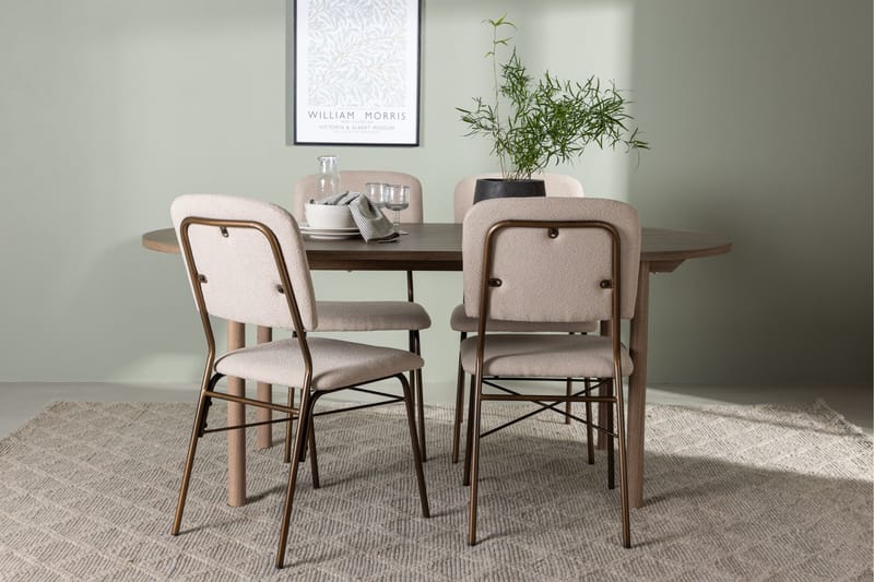 Andy Matgrupp 180 cm Oval med 4 Seda stolar - Beige - Möbler - Bord & matgrupper - Matgrupper