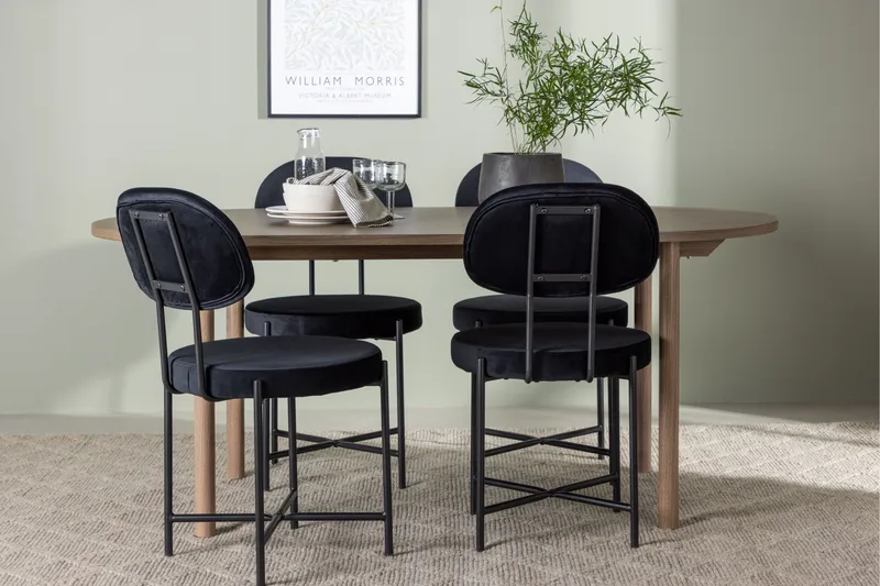 Andy Matgrupp 180 cm Oval med 4 Stella stolar - Svart - Möbler - Bord & matgrupper - Matgrupper