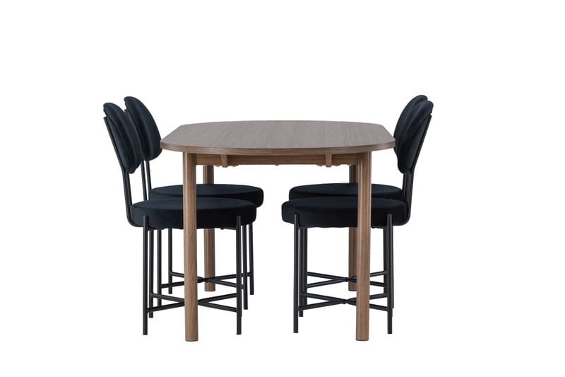 Andy Matgrupp 180 cm Oval med 4 Stella stolar - Svart - Möbler - Bord & matgrupper - Matgrupper