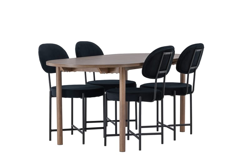 Andy Matgrupp 180 cm Oval med 4 Stella stolar - Svart - Möbler - Bord & matgrupper - Matgrupper