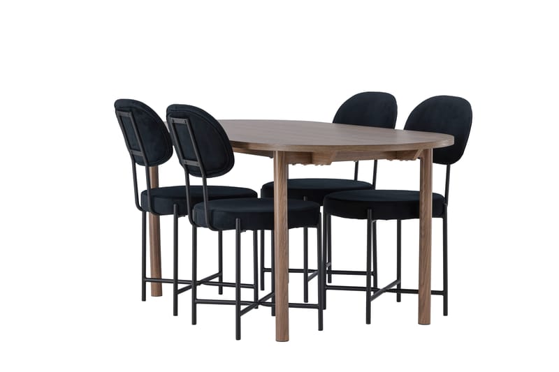 Andy Matgrupp 180 cm Oval med 4 Stella stolar - Svart - Möbler - Bord & matgrupper - Matgrupper
