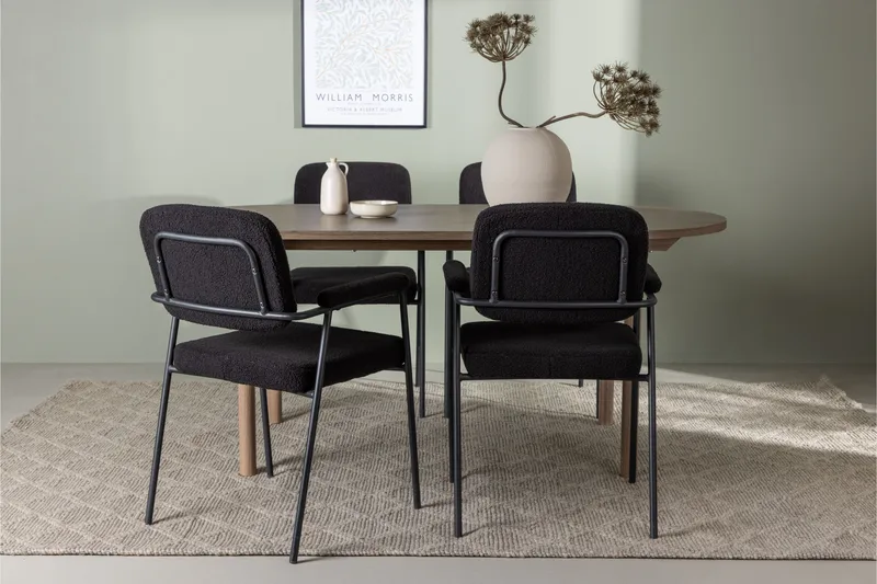 Andy Matgrupp 180 cm Oval med 4 Yesterday stolar - Svart - Möbler - Bord & matgrupper - Matgrupper