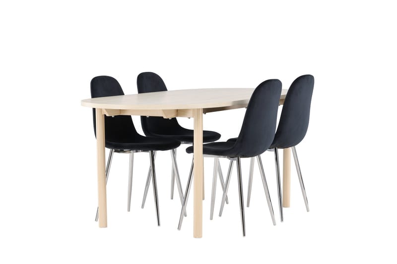 Andy Matgrupp 180 cm Oval med 4 Polar stolar - Whitewash/Svart - Möbler - Bord & matgrupper - Matgrupper