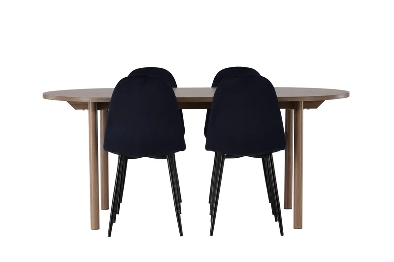 Andy Matgrupp 180 cm Oval med 4 Polar stolar, Svart
