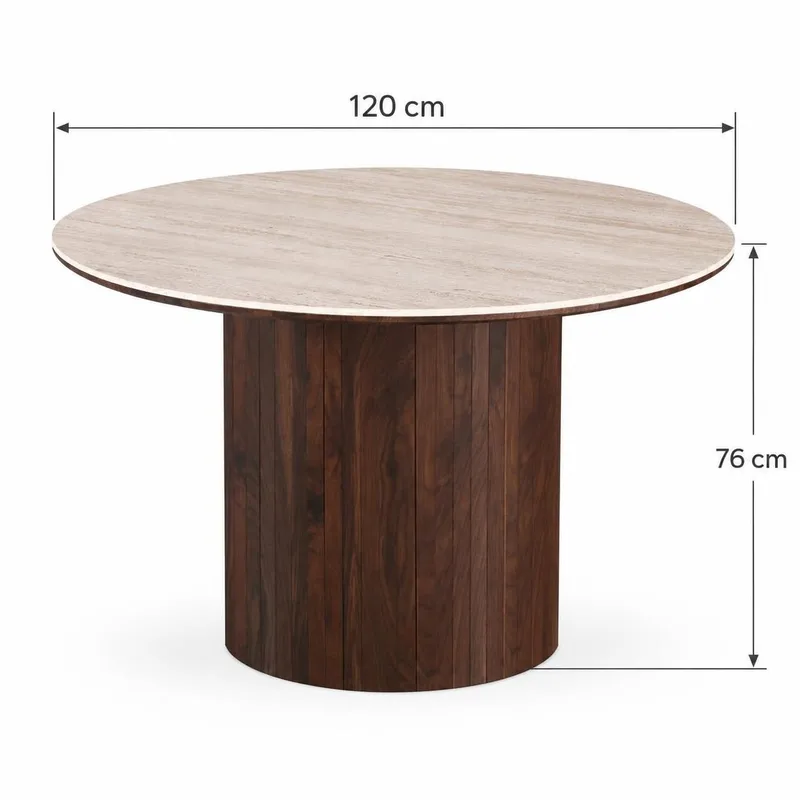 Arvo Matbord Rund 120 cm Travertin - Valnöt - Möbler - Bord & matgrupper - Matbord & köksbord