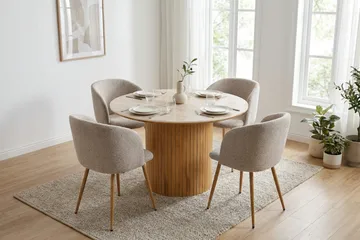 Arvo Matgrupp runt 120 cm Ek med 4 Greya Matstolar - Ek - Möbler - Bord & matgrupper - Matgrupper