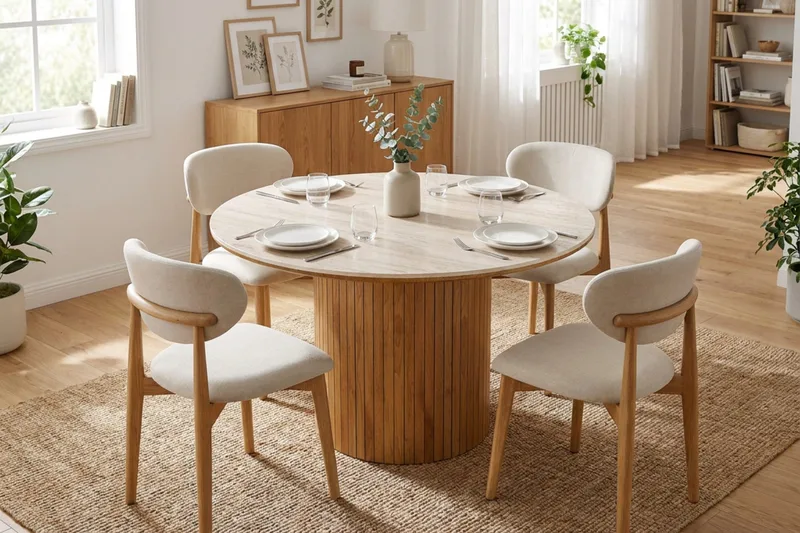 Arvo Matgrupp runt 120 cm Ek med 4 Molly Matstolar - Ek - Möbler - Bord & matgrupper - Matgrupper