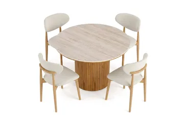 Arvo Matgrupp runt 120 cm Ek med 4 Molly Matstolar - Ek - Möbler - Bord & matgrupper - Matgrupper
