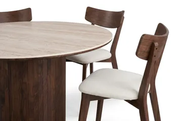 Arvo Matgrupp runt 120 cm Valnöt med 4 Amelia Matstolar med Dyna - Valnöt - Möbler - Bord & matgrupper - Matgrupper