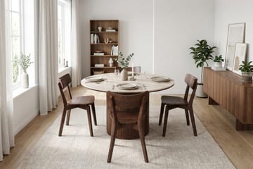 Arvo Matgrupp runt 120 cm Valnöt med 4 Amelia Matstolar - Valnöt - Möbler - Bord & matgrupper - Matgrupper