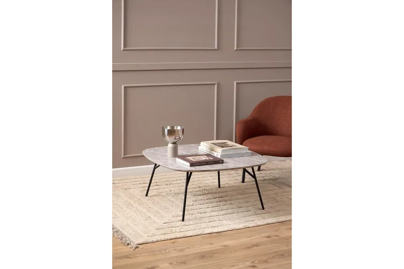 Arwina Kvadratiskt Soffbord 90 cm i Marmor med Metallben - Grå - Möbler - Bord & matgrupper - Soffbord