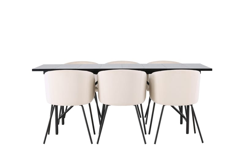 Astrid Matgrupp 200 cm Rektangulär med 6 Berit stolar, Beige
