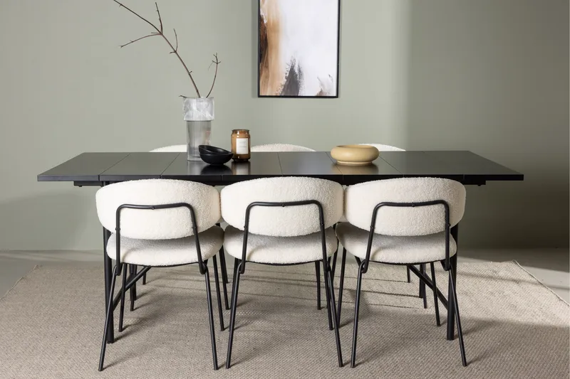Astrid Matgrupp 200 cm Rektangulär med 6 Chico Stolar - Svart - Möbler - Bord & matgrupper - Matgrupper