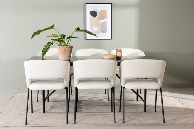 Astrid Matgrupp 200 cm Rektangulär med 6 Day stolar - Svart - Möbler - Bord & matgrupper - Matgrupper