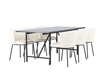 Astrid Matgrupp 200 cm Rektangulär med 6 Edina Stolar - Svart - Möbler - Bord & matgrupper - Matgrupper
