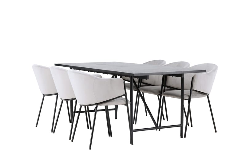Astrid Matgrupp 200 cm Rektangulär med 6 Evelina stolar - Svart - Möbler - Bord & matgrupper - Matgrupper